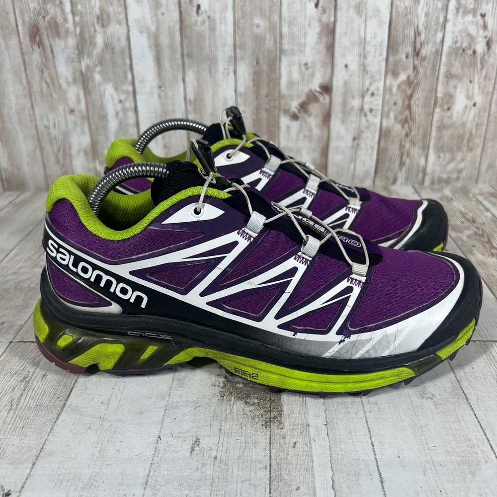 Salomon Wings Pro Women 9 Purple Lime Green Trail Running Shoes 375939